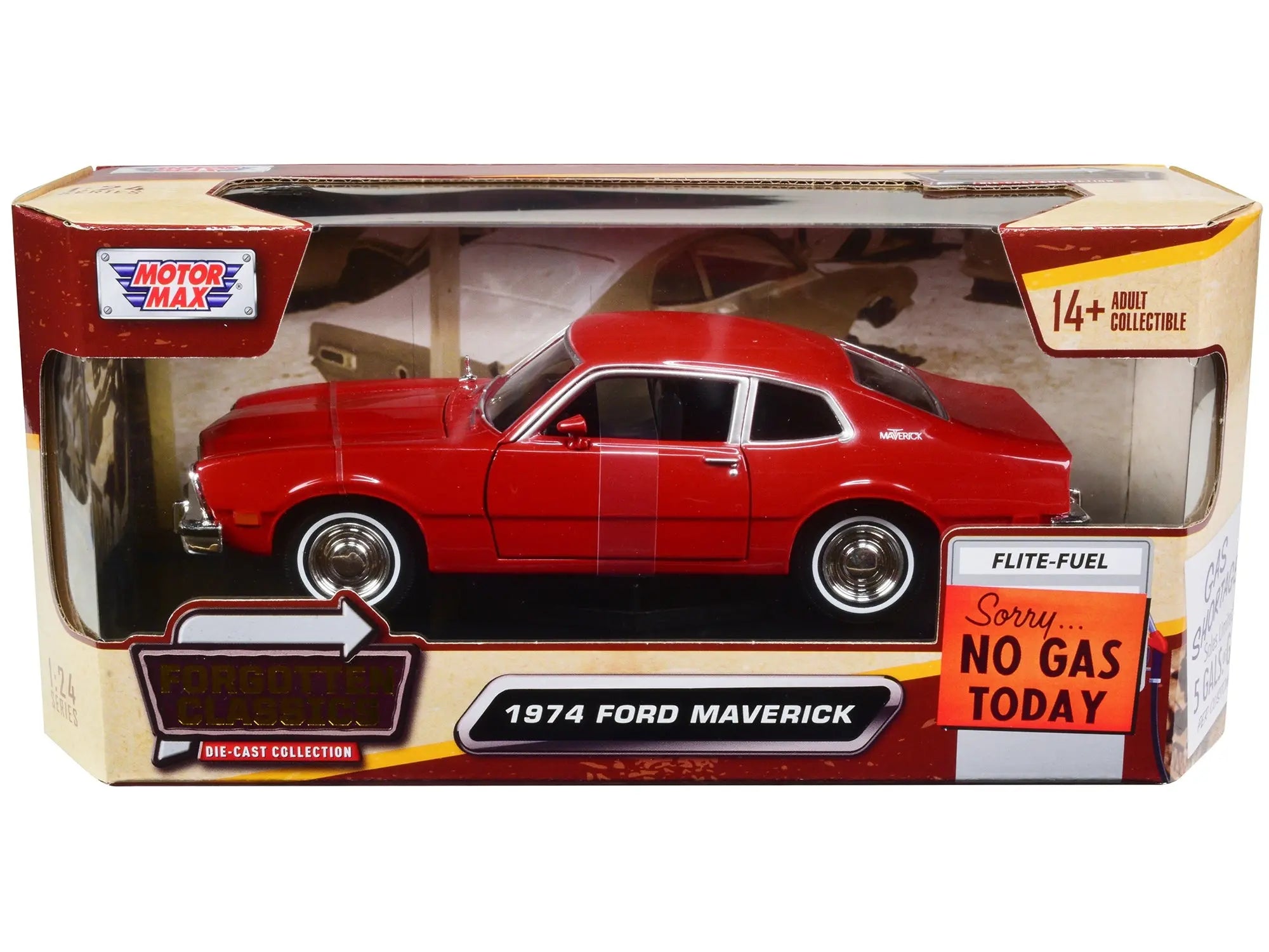 1974 Ford Maverick Red "Forgotten Classics" Series 1/24 Diecast Model Car by Motormax Motormax