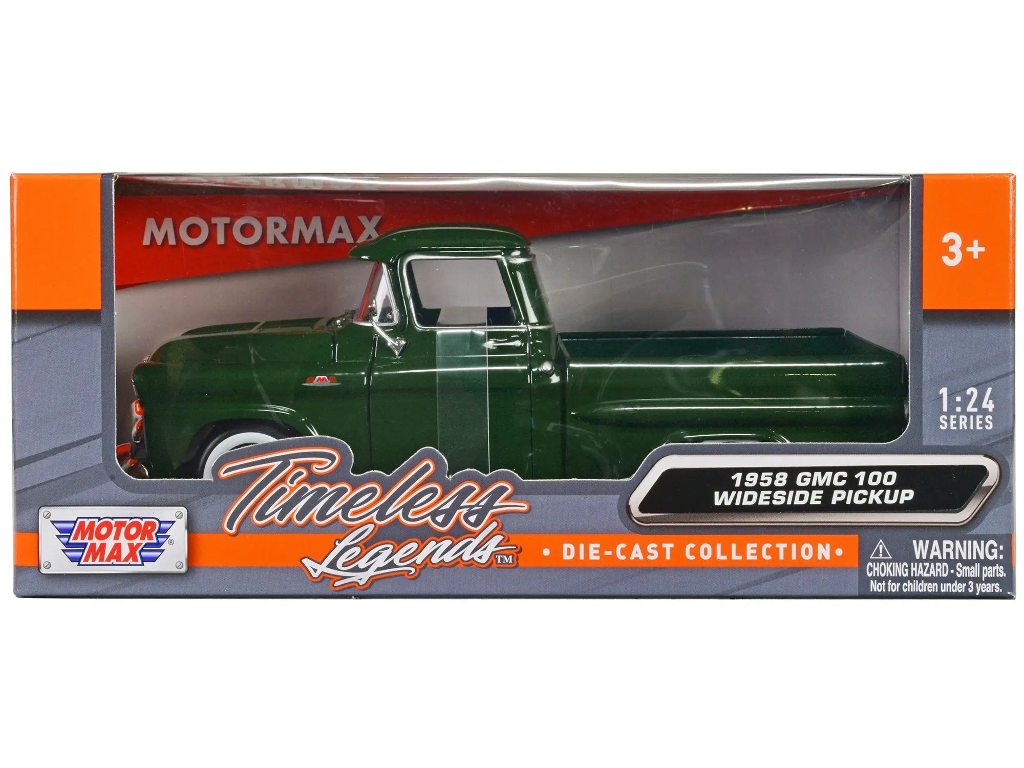 1958 GMC 100 Wideside Pickup Truck Green "Timeless Legends" Series 1/24 Diecast Model Car by Motormax Motormax