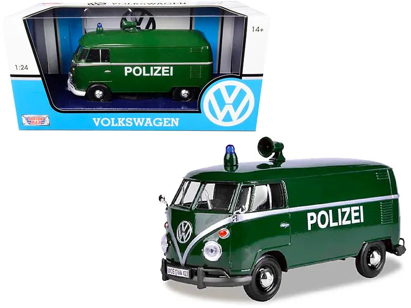 Volkswagen Type 2 (T1) Police Van "Polizei" Dark Green 1/24 Diecast Model Car by Motormax Motormax