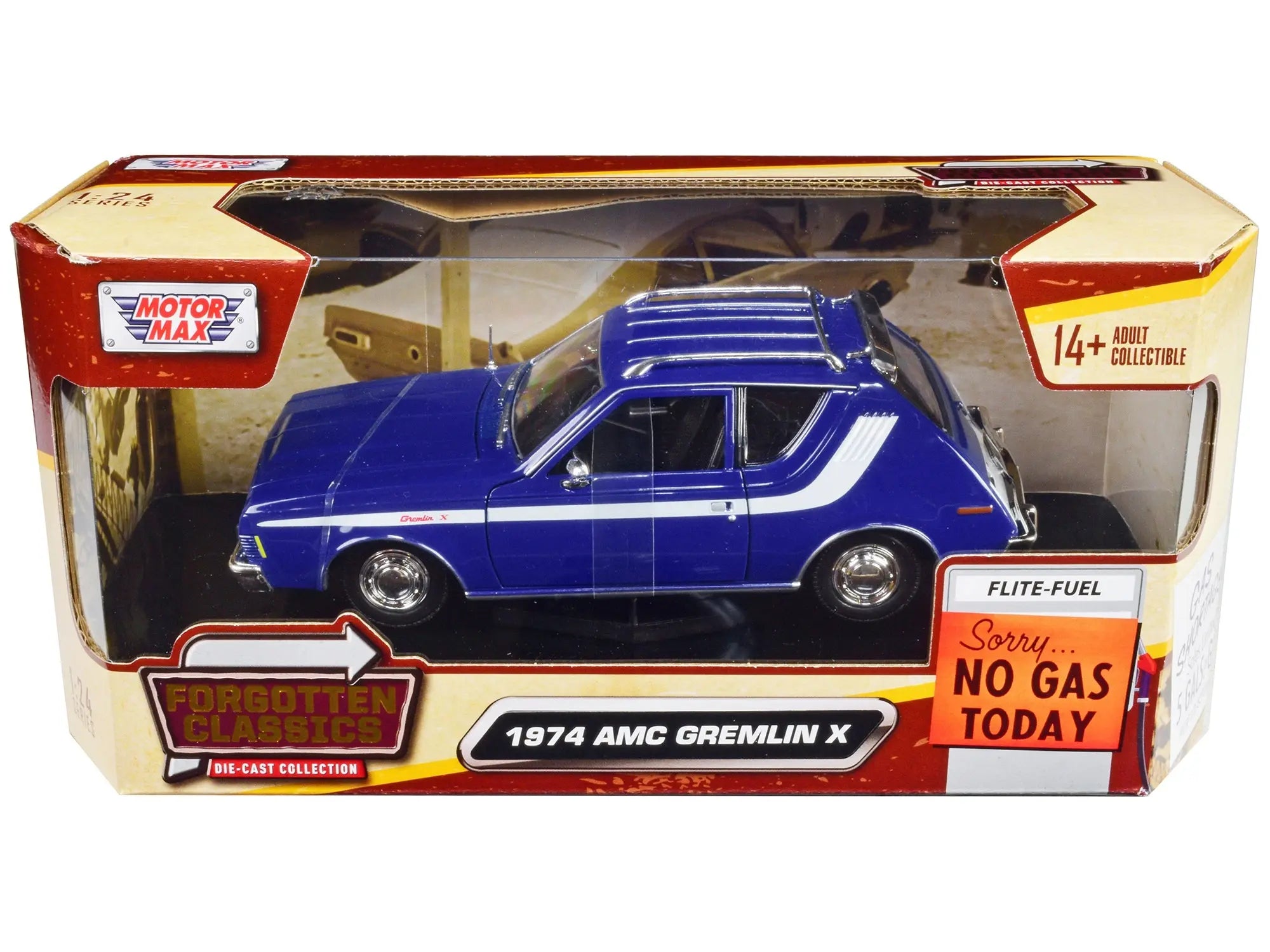 1974 AMC Gremlin X Blue with White Stripes and Roof Rack "Forgotten Classics" Series 1/24 Diecast Model Car by Motormax Motormax