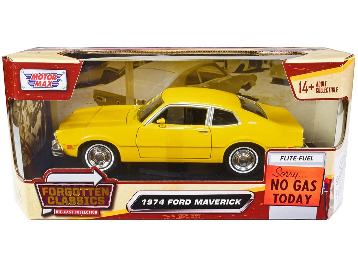 1974 Ford Maverick Yellow "Forgotten Classics" Series 1/24 Diecast Model Car by Motormax Motormax