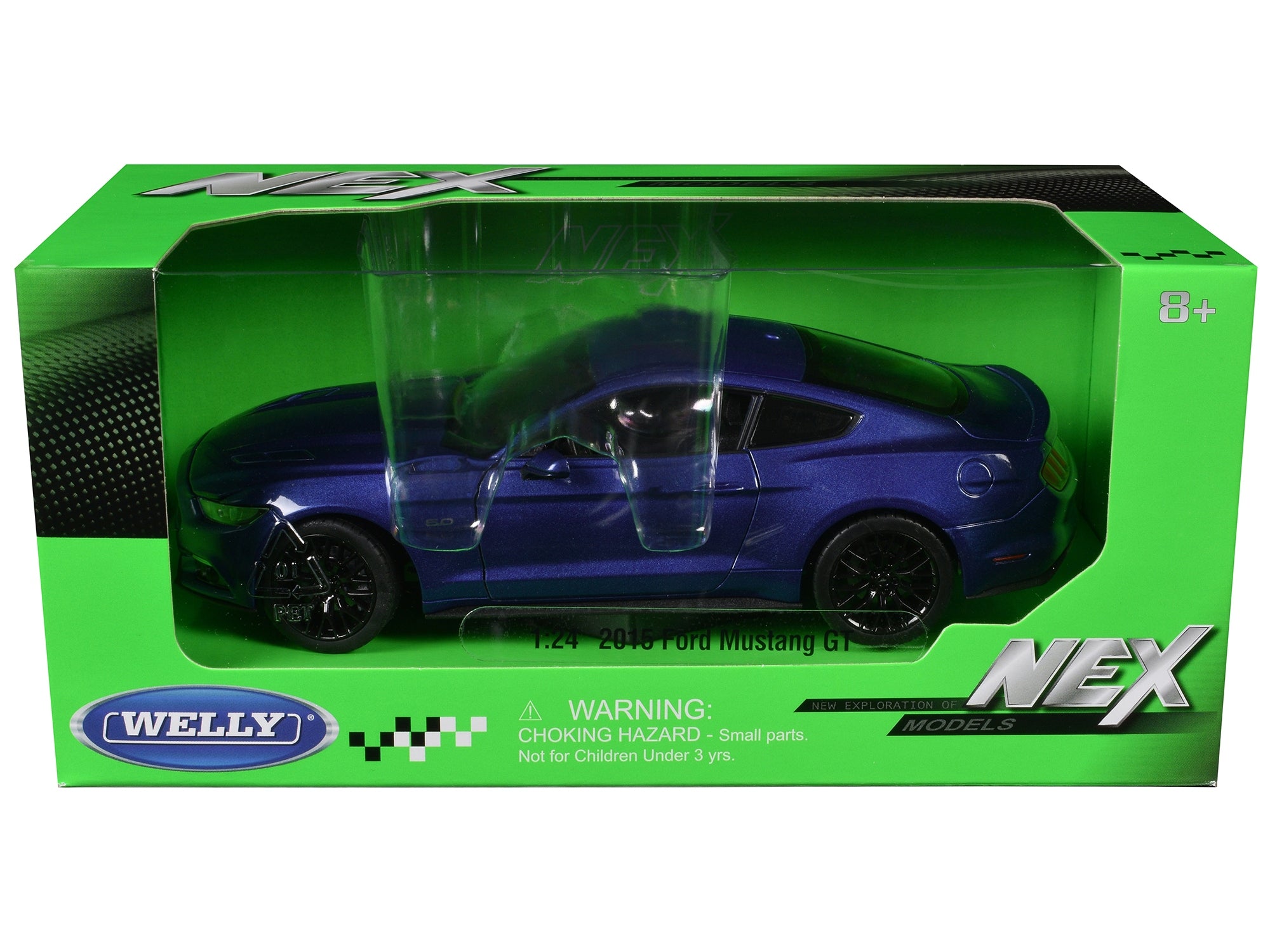 2015 Ford Mustang GT 5.0 Blue Metallic "NEX Models" Series 1/24 Diecast Model Car by Welly Welly