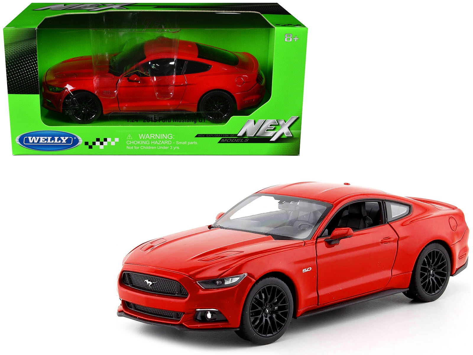 2015 Ford Mustang GT 5.0 Red "NEX Models" Series 1/24 Diecast Model Car by Welly Welly