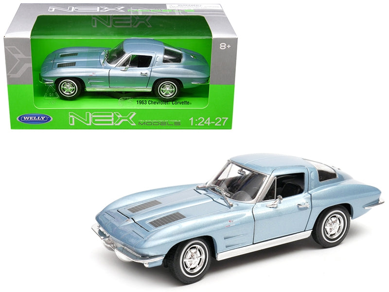 1963 Chevrolet Corvette Light Blue Metallic 1/24-1/27 Diecast Model Car by Welly Welly