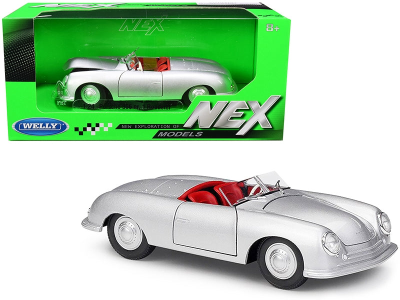 Porsche 356/1 Roadster Silver with Red Interior "NEX Models" 1/24 Diecast Model Car by Welly Welly