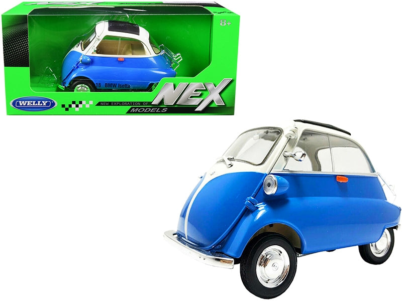 BMW Isetta Blue and White "NEX Models" 1/18 Diecast Model Car by Welly Welly