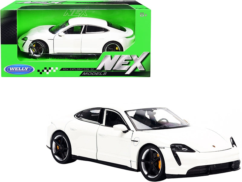 Porsche Taycan Turbo S White "NEX Models" 1/24 Diecast Model Car by Welly Welly