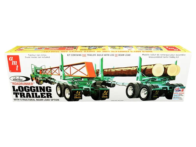 Skill 3 Model Kit Peerless Logging Trailer "Roadrunner" with Structural Beam Load Option 1/25 Scale Model by AMT AMT