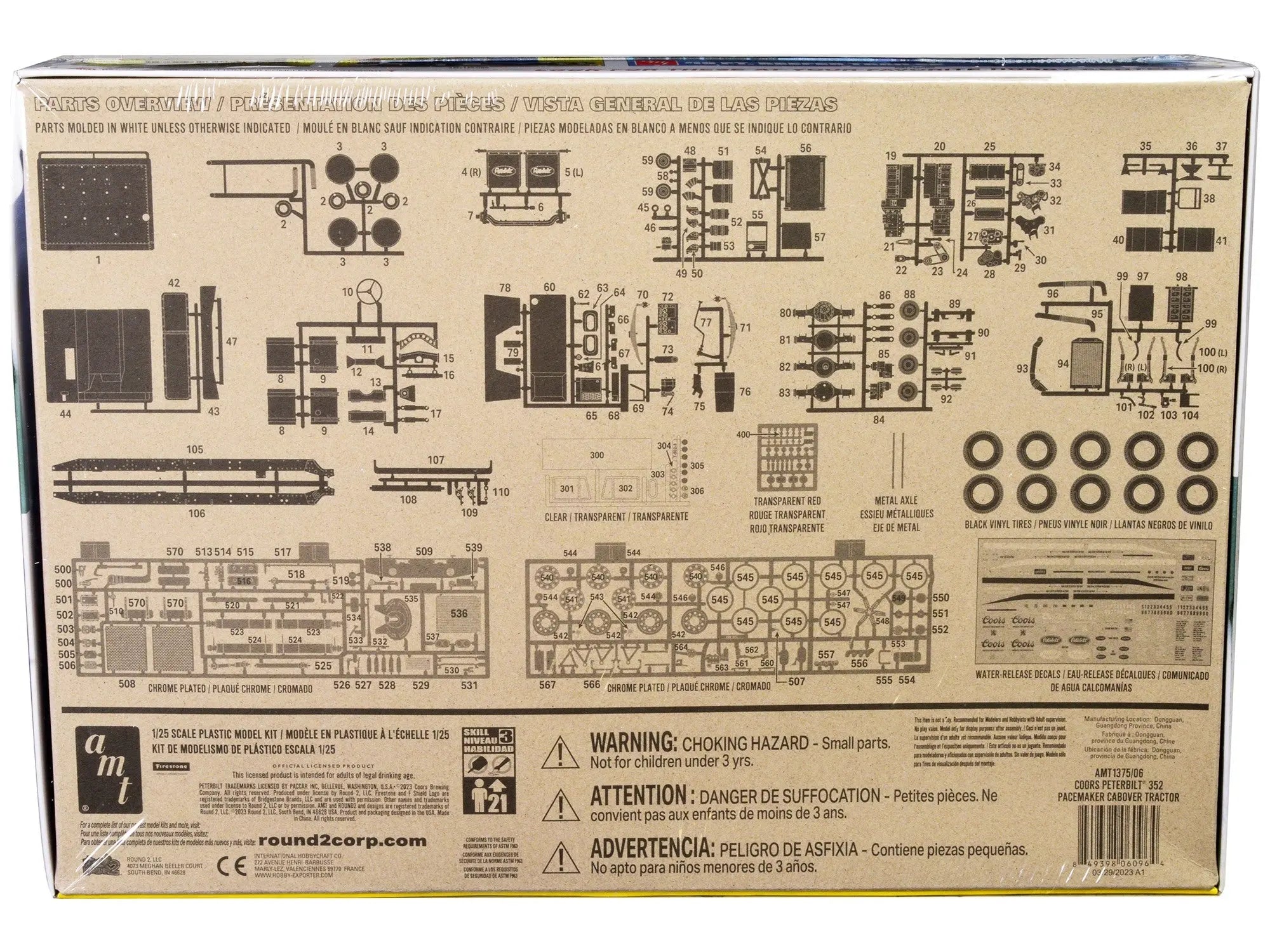 Skill 3 Model Kit Peterbilt 352 Pacemaker Cabover Tractor "Coors" 1/25 Scale Model by AMT AMT