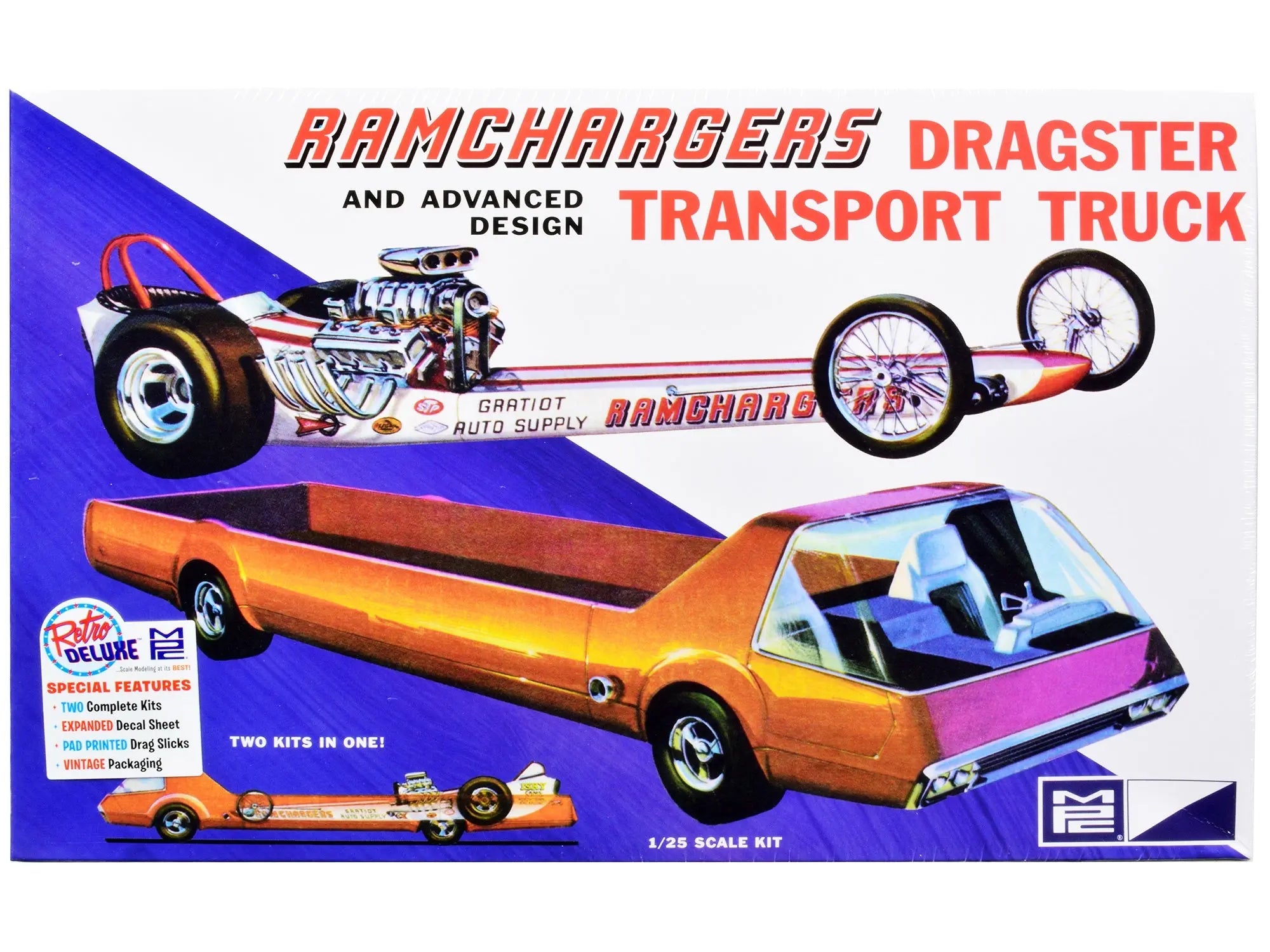 Skill 2 Model Kit Ramchargers Dragster and Advanced Design Transport Truck 2 Kits in 1 1/25 Scale Models by MPC MPC