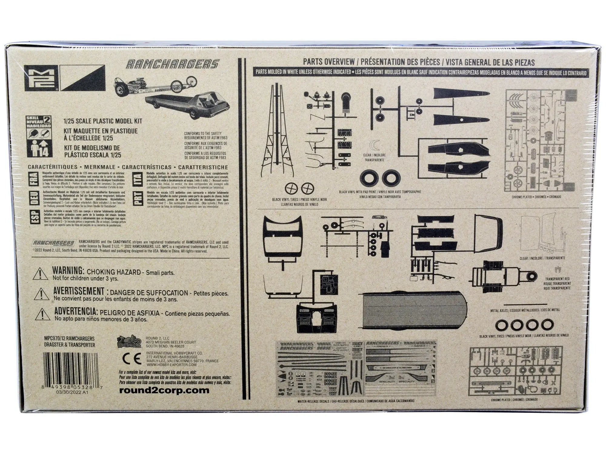 Skill 2 Model Kit Ramchargers Dragster and Advanced Design Transport Truck 2 Kits in 1 1/25 Scale Models by MPC MPC