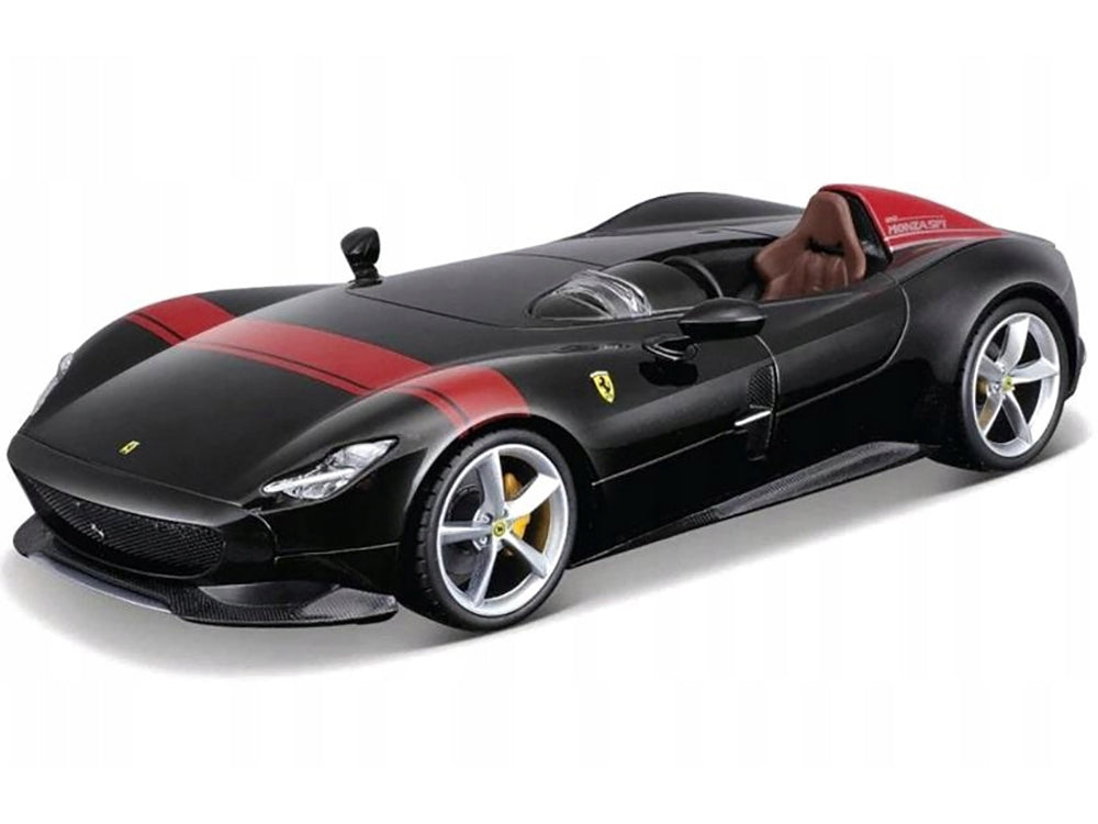 Ferrari Monza SP1 Black Metallic with Red Stripes "Race & Play" Series 1/24 Diecast Model Car by Bburago Bburago