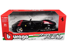 Load image into Gallery viewer, Ferrari Monza SP1 Black Metallic with Red Stripes &quot;Race &amp; Play&quot; Series 1/24 Diecast Model Car by Bburago Bburago
