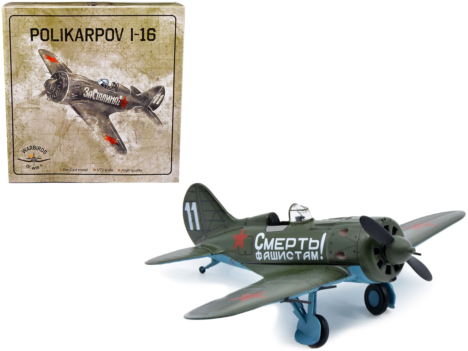 Polikarpov I-16 Fighter Plane (USSR 1933) 1/72 Diecast Model by Warbirds of WWII War Birds of WWII