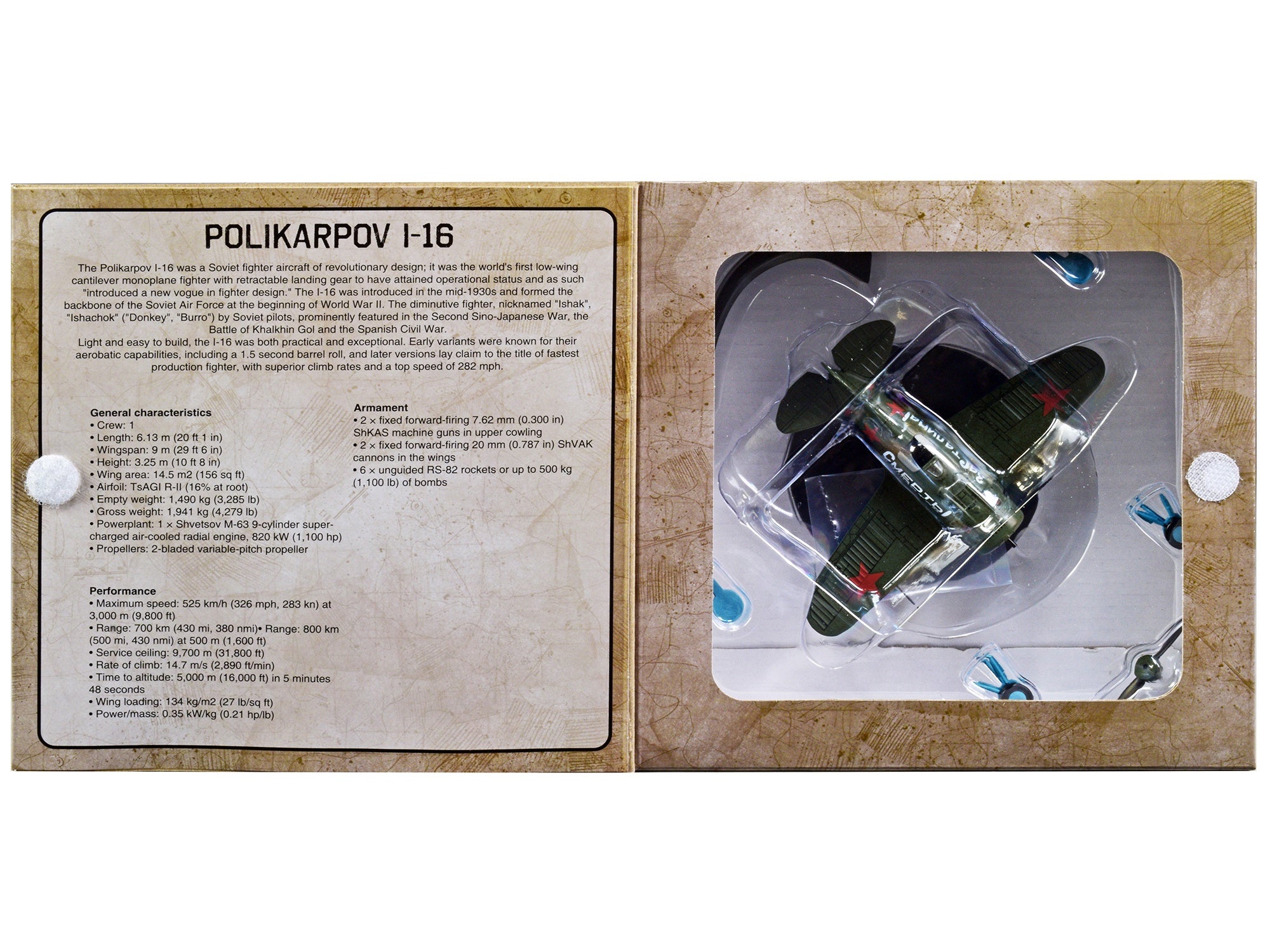 Polikarpov I-16 Fighter Plane (USSR 1933) 1/72 Diecast Model by Warbirds of WWII War Birds of WWII