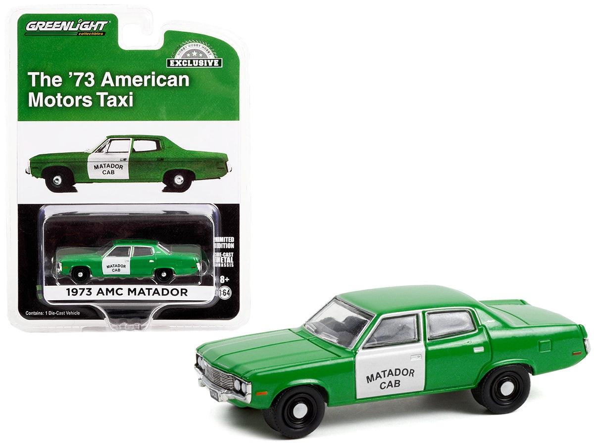 1973 AMC Matador Fare-Master Taxi Green and White "Matador Cab" "Hobby Exclusive" 1/64 Diecast Model Car by Greenlight Greenlight