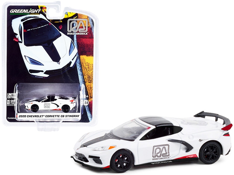 2020 Chevrolet Corvette C8 Stingray White and Black "Road America Official Pace Car" "Hobby Exclusive" 1/64 Diecast Model Car by Greenlight Greenlight