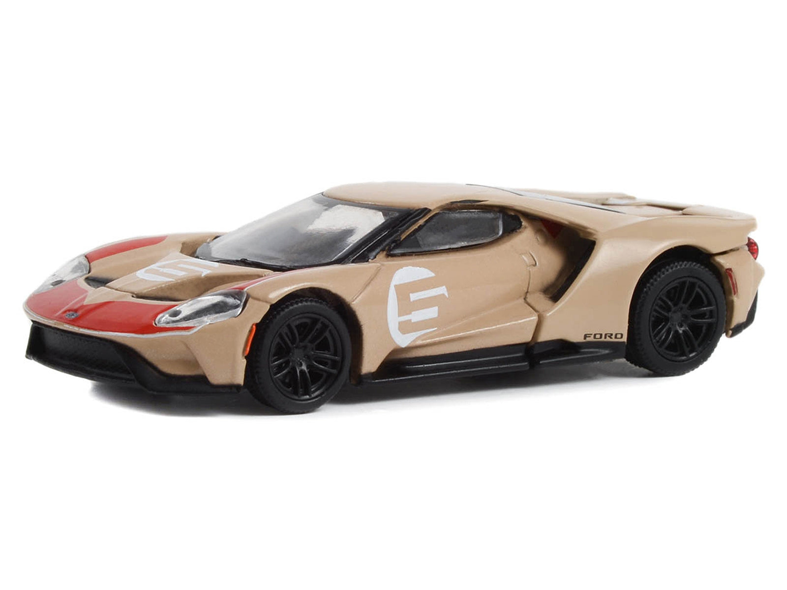 2022 Ford GT Heritage Edition #5 Holman-Moody "1966 24 Hours of Le Mans Ford 1-2-3 Sweep Tribute" Gold Metallic with Red Accents "Hobby Exclusive" Series 1/64 Diecast Model Car by Greenlight Greenlight