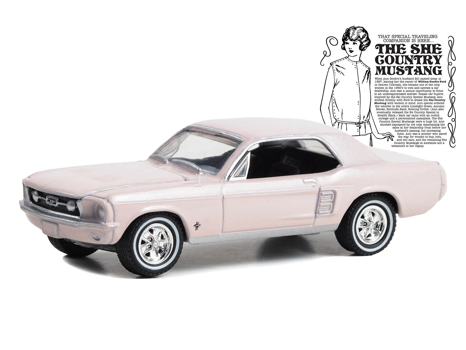 1967 Ford Mustang Coupe "She Country Special - Bill Goodro Ford Denver Colorado" Bermuda Sand "Hobby Exclusive" Series 1/64 Diecast Model Car by Greenlight Greenlight