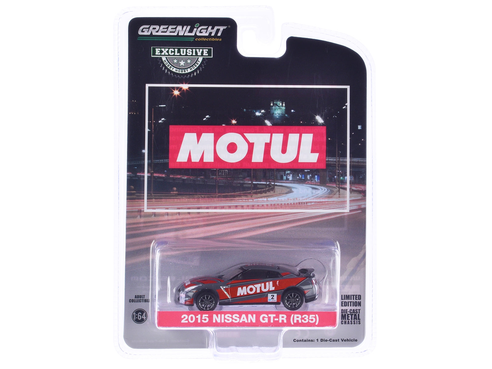 2015 Nissan GT-R (R35) #2 "MOTUL" Gray with Red Graphics "Hobby Exclusive" Series 1/64 Diecast Model Car by Greenlight Greenlight