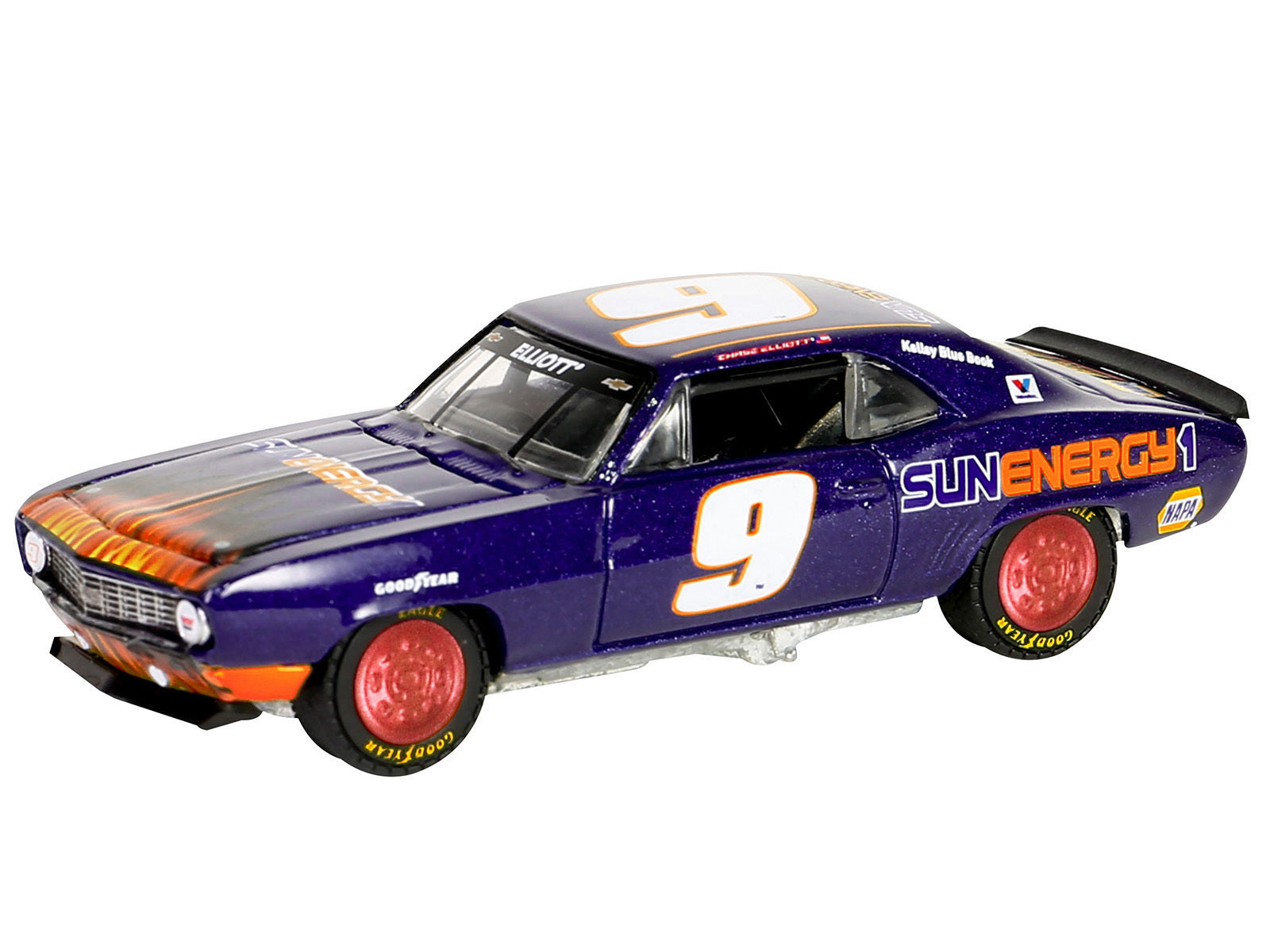 1969 Chevrolet Camaro #9 "Chase Elliott - Hendrick Motorsports First Win Tribute" Purple Metallic with Flames "Hobby Exclusive" Series 1/64 Diecast Model Car by Greenlight Greenlight