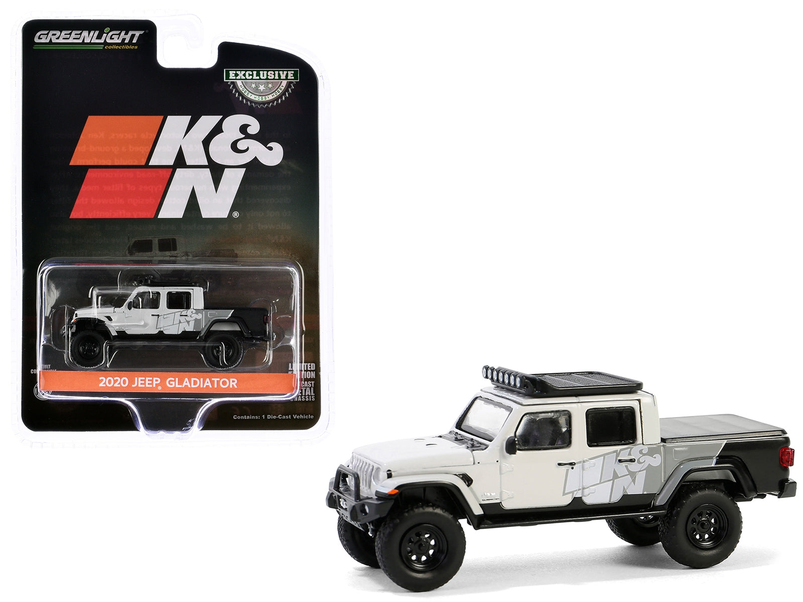 2020 Jeep Gladiator Pickup Truck "K&N Filters - 2019 SEMA Build" White and Gray "Hobby Exclusive" Series 1/64 Diecast Model Car by Greenlight Greenlight