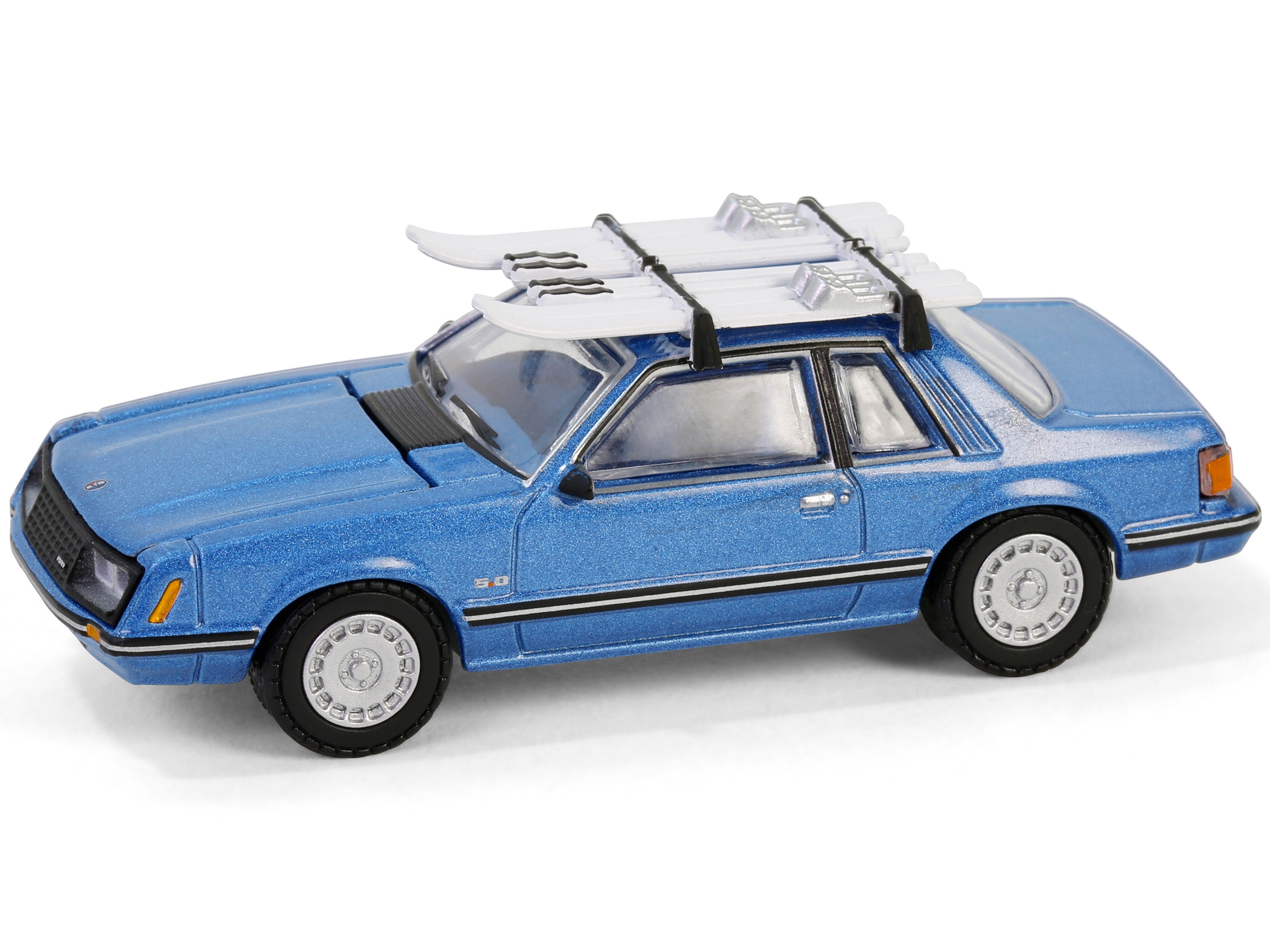 1981 Ford Mustang Ghia Coupe Blue Glow Metallic with Ski Roof Rack "Hobby Exclusive" Series 1/64 Diecast Model Car by Greenlight Greenlight