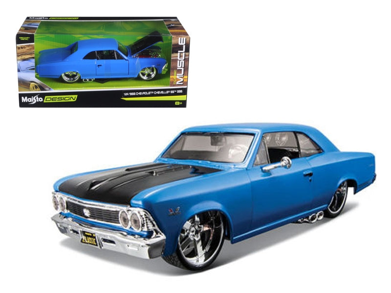 1966 Chevrolet Chevelle SS 396 Blue with Black Hood "Classic Muscle" 1/24 Diecast Model Car by Maisto Maisto