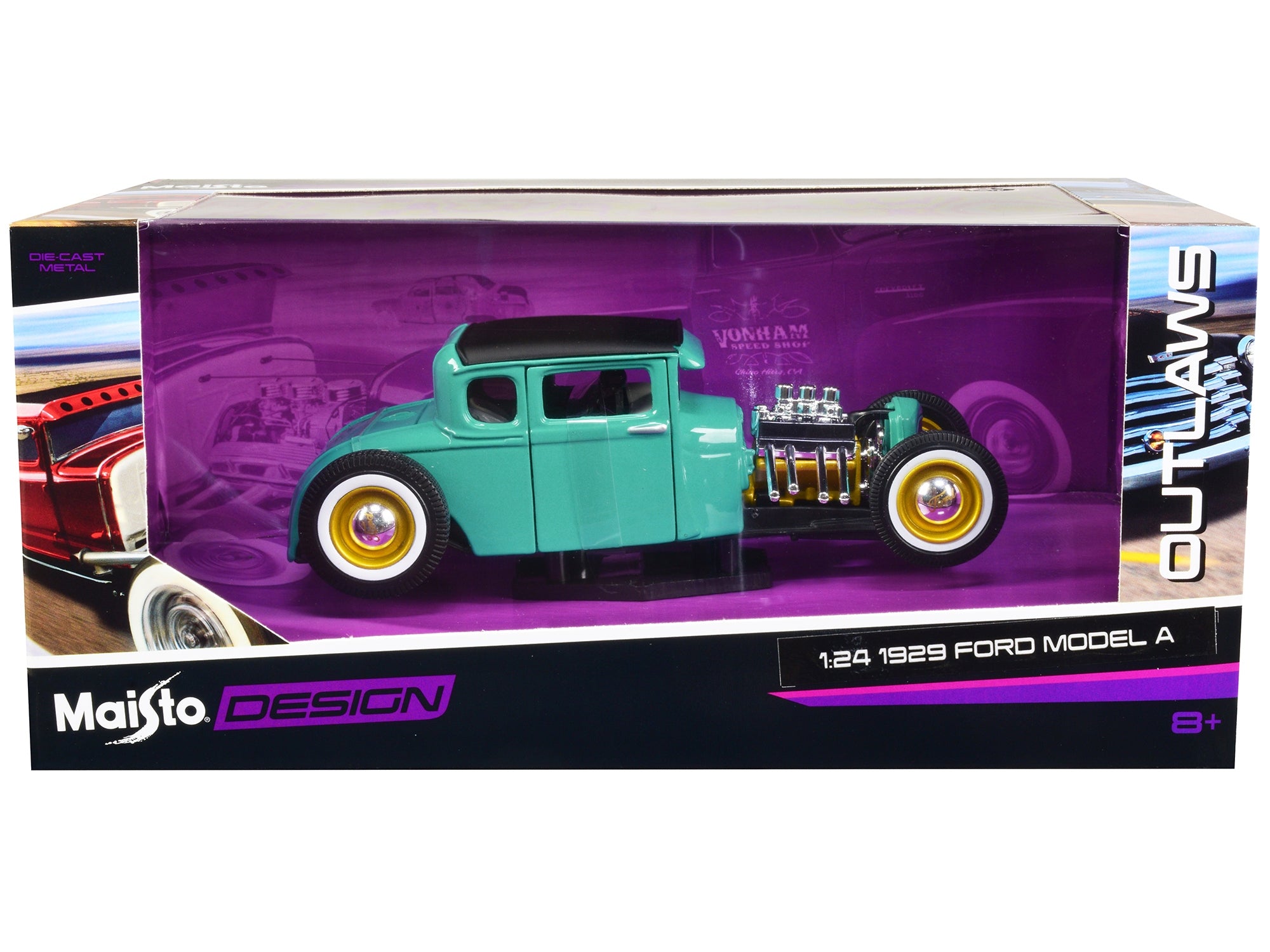 1929 Ford Model A Green with Matt Black Top "Outlaws" Series 1/24 Diecast Model Car by Maisto Maisto