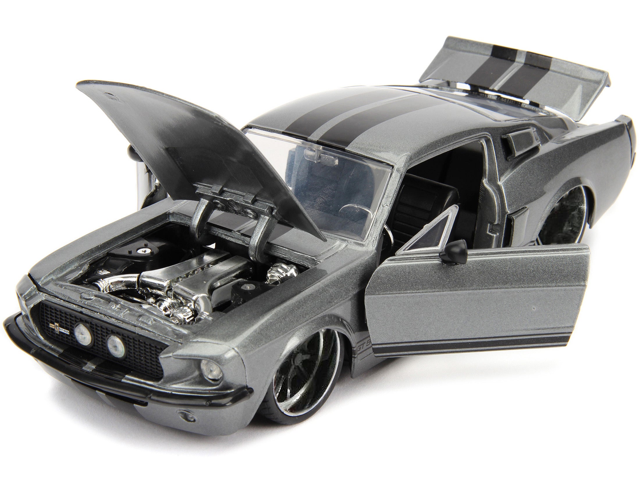 1967 Ford Mustang Shelby GT500 Gray Metallic with Black Stripes "Bigtime Muscle" Series 1/24 Diecast Model Car by Jada Jada