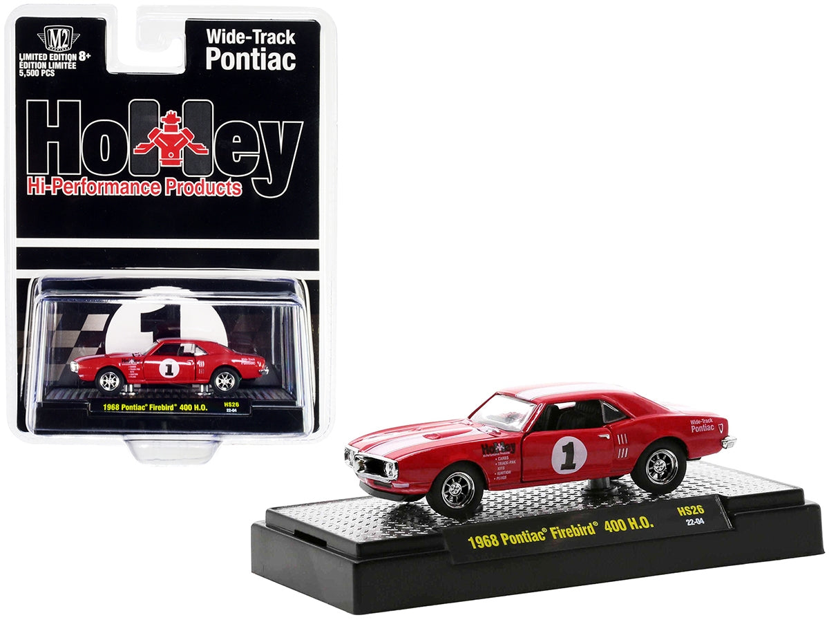 1968 Pontiac Firebird 400 H.O. #1 Carousel Red with White Stripes "Holley" Limited Edition to 5500 pieces Worldwide 1/64 Diecast Model Car by M2 Machines M2