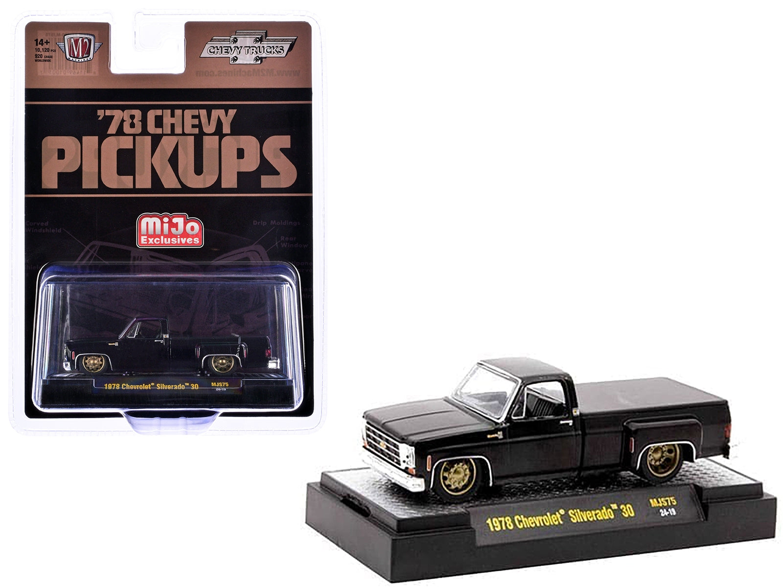 1978 Chevrolet Silverado 30 Pickup Truck Black Limited Edition to 10120 pieces Worldwide 1/64 Diecast Model Car by M2 Machines M2