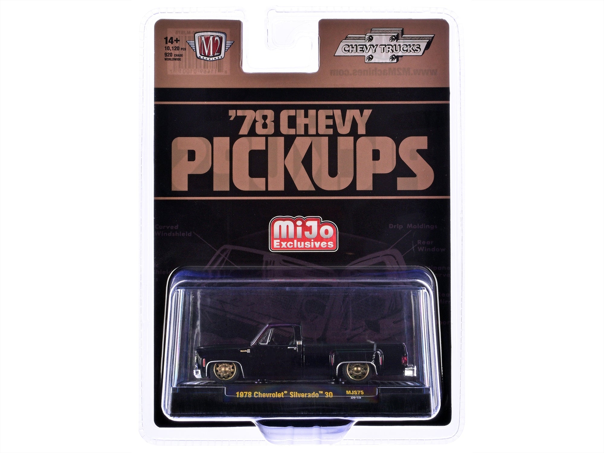 1978 Chevrolet Silverado 30 Pickup Truck Black Limited Edition to 10120 pieces Worldwide 1/64 Diecast Model Car by M2 Machines M2