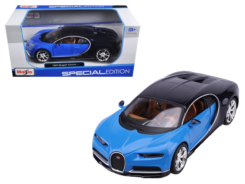 Bugatti Chiron Blue and Dark Blue 1/24 Diecast Model Car by Maisto Maisto