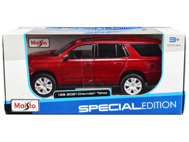 2021 Chevrolet Tahoe Red Metallic with Sunroof 1/24 Diecast Model Car by Maisto Maisto