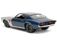 Load image into Gallery viewer, 1973 Chevrolet Camaro Dark Blue Metallic with Gray Stripes and Winter Soldier Diecast Figure &quot;Marvel Avengers&quot; &quot;Hollywood Rides&quot; Series 1/32 Diecast Model Car by Jada Jada

