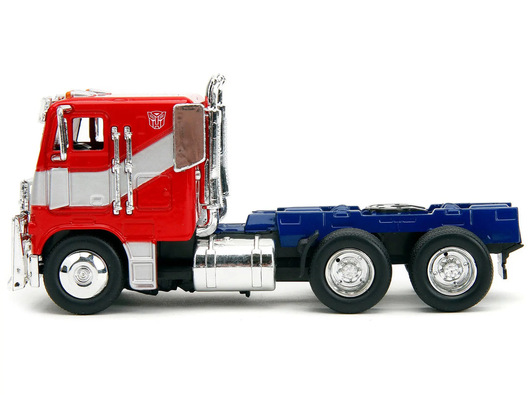 Optimus Prime Tractor Truck Red and Blue with Silver Stripes 