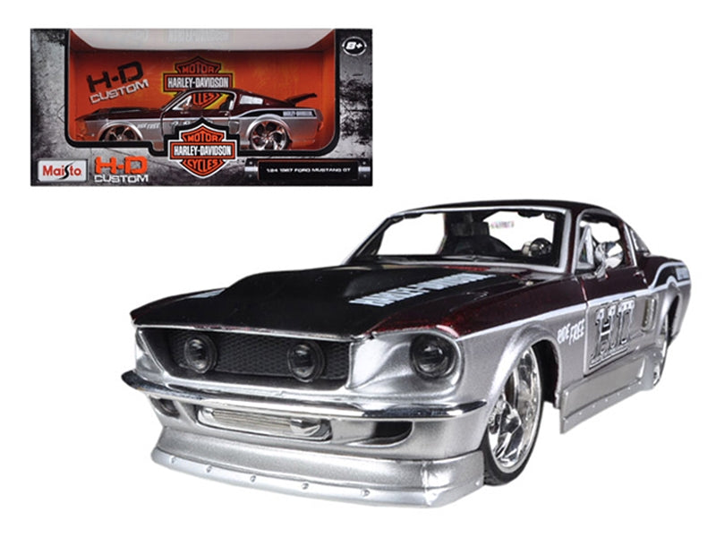 1967 Ford Mustang GT Red and Silver "Harley Davidson" 1/24 Diecast Model Car by Maisto Maisto