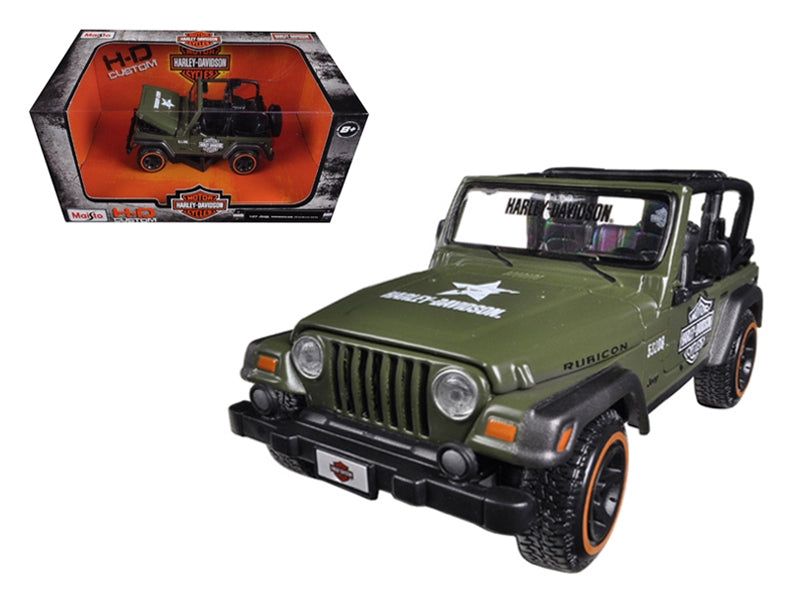 Jeep Wrangler Rubicon Harley Davidson Green 1/27 Diecast Model by Maisto Maisto