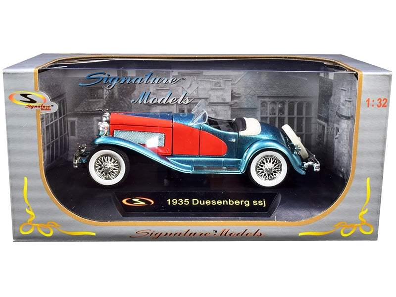 1935 Duesenberg SSJ Convertible Blue and Red 1/32 Diecast Model Car by Signature Models Signature Models