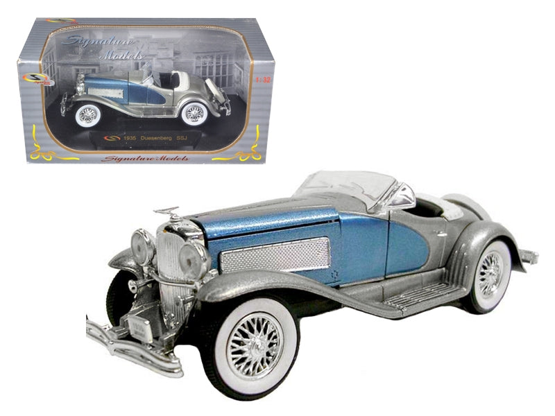 1935 Duesenberg SSJ Convertible Blue and Silver 1/32 Diecast Model Car by Signature Models Signature Models