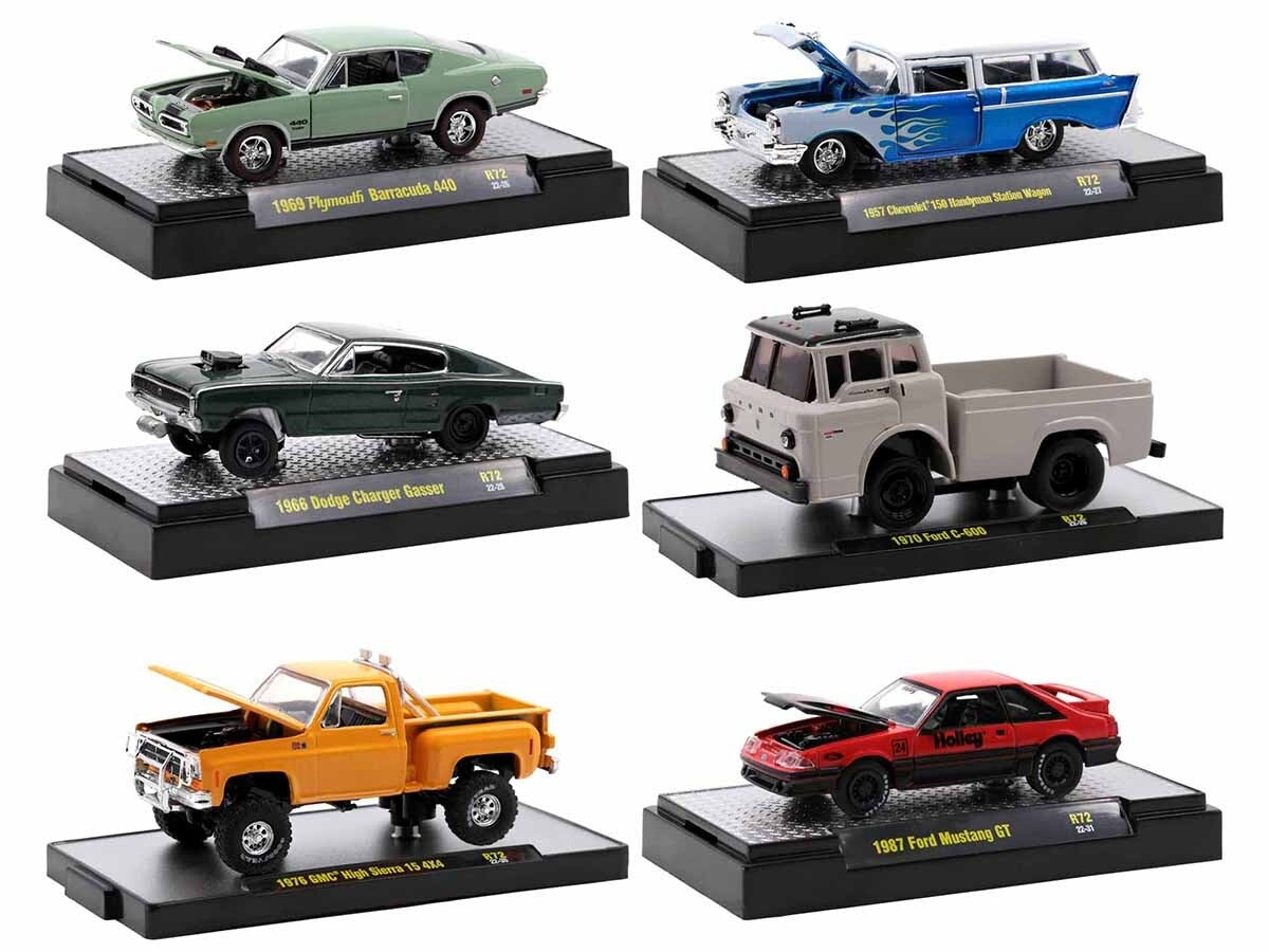 "Auto-Thentics" 6 piece Set Release 72 IN DISPLAY CASES Limited Edition to 9600 pieces Worldwide 1/64 Diecast Model Cars by M2 Machines M2