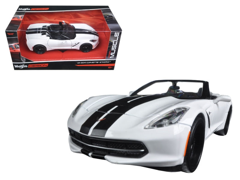 2014 Chevrolet Corvette Stingray Convertible White/Black "Modern Muscle" 1/24 Diecast Model Car by Maisto Maisto