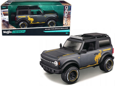 2021 Ford Bronco Badlands Dark Gray Metallic with Gold Graphics and Roof Rack 