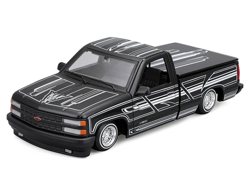 1993 Chevrolet 454 SS Pickup Truck Black with Graphics "Lowriders" "Maisto Design" Series 1/24 Diecast Model Car by Maisto Maisto