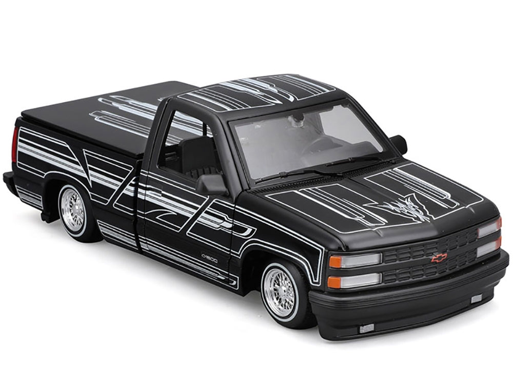 1993 Chevrolet 454 SS Pickup Truck Black with Graphics "Lowriders" "Maisto Design" Series 1/24 Diecast Model Car by Maisto Maisto