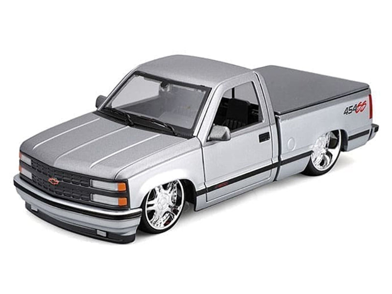 1993 Chevrolet 454 SS Pickup Truck Silver Metallic and Gray "Lowriders" "Maisto Design" Series 1/24 Diecast Model Car by Maisto Maisto