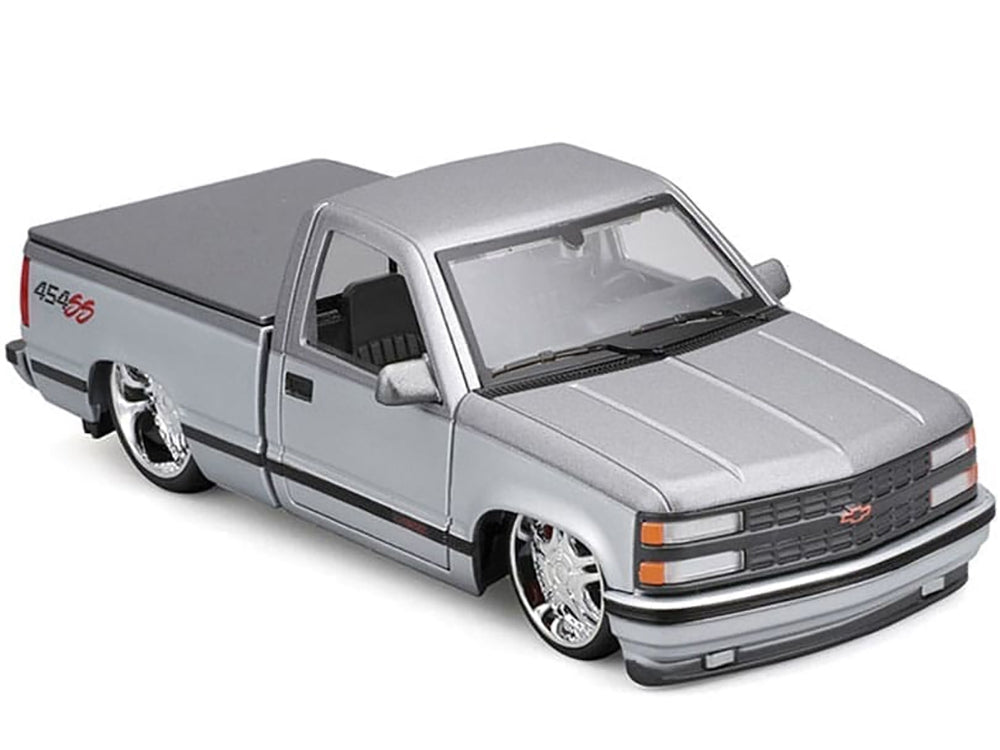 1993 Chevrolet 454 SS Pickup Truck Silver Metallic and Gray "Lowriders" "Maisto Design" Series 1/24 Diecast Model Car by Maisto Maisto