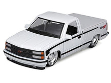 Load image into Gallery viewer, 1993 Chevrolet 454 SS Pickup Truck White with Black Stripes &quot;Lowriders&quot; &quot;Maisto Design&quot; Series 1/24 Diecast Model Car by Maisto Maisto
