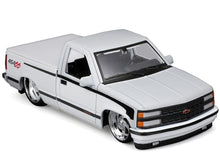 Load image into Gallery viewer, 1993 Chevrolet 454 SS Pickup Truck White with Black Stripes &quot;Lowriders&quot; &quot;Maisto Design&quot; Series 1/24 Diecast Model Car by Maisto Maisto
